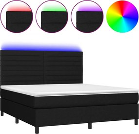 vidaXL Κρεβάτι Boxspring με Στρώμα &amp; LED Μαύρο 160x200 εκ. Υφασμάτινο