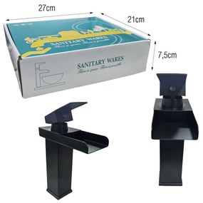 Sanitary Wares Μαύρη Μπαταρία Νιπτήρα με Ρουξούνι Καταρράκτη - Black Basin Faucet with Waterfall Spout
