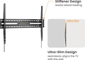 POWERTECH επιτοίχια βάση τηλεόρασης PT-1369, 43-100", έως 75kg, fixed