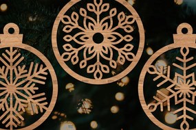 Σετ των 3 Intra απο ξύλο plywood 3mm-4mm πάχος 3 Στρογγυλό στολίδι με νιφάδα χιονιού Δίασταση 8x8 cm INTRAFABR-106186280