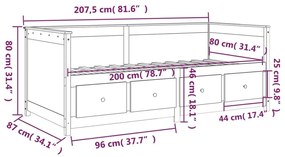 Καναπές Κρεβάτι Χωρίς Στρώμα Λευκό 80x200 εκ. Μασίφ Ξύλο Πεύκου - Λευκό