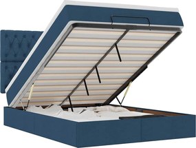 vidaXL Οθωμανικό κρεβάτι με στρώμα μπλε 140x200cm ύφασμα