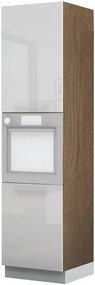Επιδαπέδιο ντουλάπι φούρνου ψηλό Raval K23-60-2KR-Φυσικό σκούρο - Λευκό γυαλιστερό