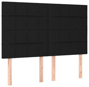 vidaXL Κρεβάτι Boxspring με Στρώμα &amp; LED Μαύρο 140x190 εκ. Υφασμάτινο