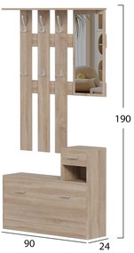 ΕΠΙΠΛΟ ΕΙΣΟΔΟΥ ΜΕ ΚΑΘΡΕΦΤΗ GORN HM2473.01 ΜΕΛΑΜΙΝΗ ΣΕ ΣΟΝΑΜΑ 90x24x190Υεκ