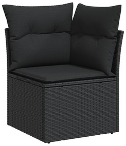vidaXL 11 τεμαχίων Σετ Καναπέ Κήπου με Μαξιλάρια Μαύρο Πολυ Ρατάν Ακακία