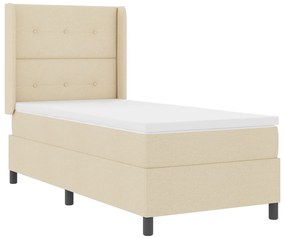 vidaXL Κρεβάτι με Στρώμα & LED Κρεμ 100x200 cm, Ύφασμα