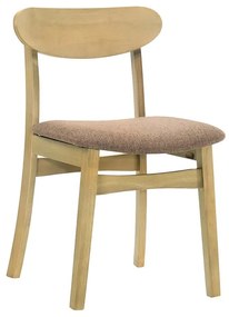 DOM Καρέκλα Τραπεζαρίας Απόχρωση Oak, Ύφασμα Καφέ  48x51x79cm [-Φυσικό/Καφέ-] [-Ξύλο/Ύφασμα-] Ε802,1