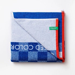 Πετσέτα Θαλάσσης Παιδική Kids Squares Blue Benetton Θαλάσσης 70x140cm 100% Cotton