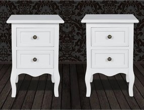 vidaXL Κομοδίνα με 2 Συρτάρια 2 τεμ. Λευκά από MDF