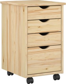 vidaXL Κινητό Ντουλάπι με τροχούς Καφέ 34 x 39 x 56 εκ Στερεό πεύκο