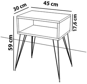 Κομοδίνο Naida καρυδί-μαύρο 45x30x59εκ 45x30x59 εκ.