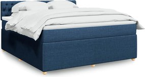 vidaXL Κρεβάτι Boxspring με Στρώμα Μπλε 180x200 εκ. Υφασμάτινο