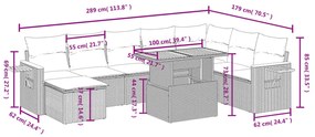 vidaXL Σαλόνι Κήπου 8 Τεμαχίων Μαύρο από Συνθετικό Ρατάν με Μαξιλάρια