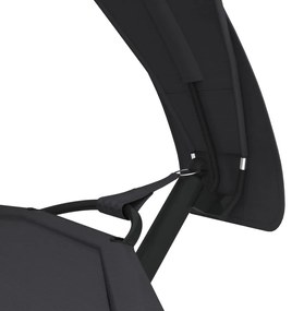 vidaXL Ξαπλώστρα Εξ.Χωρ. με Σκέπαστρο Μαύρη από Ατσάλι + Ύφασμα Oxford