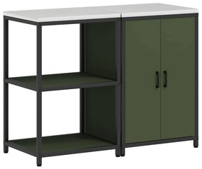 vidaXL Σετ Αποθήκευσης Κουζίνας με ράφι με πόρτα 2 pcs Ελιά Πράσινη