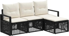 vidaXL Σετ Καναπέ Κήπου 4 pcs Μαύρο συνθετικό ρατάν
