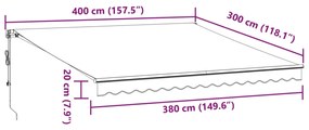 Τέντα Πτυσσόμενη Αυτόματη με LED Καφέ 400x300 εκ. - Καφέ