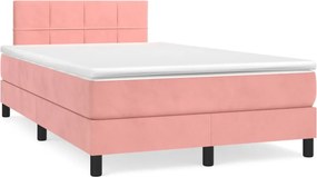 vidaXL Κρεβάτι Boxspring με Στρώμα Ροζ 120x200 εκ. Βελούδινο
