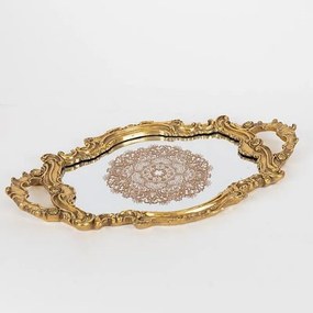 Διακοσμητικός Δίσκος Με Καθρέπτη 752-16075 46.7x3.4x27.8cm Gold Estheti Home Πολυρεσίνη