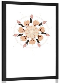 Αφίσα με πασπαρτού Αφηρημένο σχέδιο διακριτικών λουλουδιών - 30x45 silver