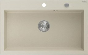 Mexen Elix Νεροχύτης Γρανίτης Μονής Θέσης 800 x 500 mm, Μπεζ, Σιφόνι Χρώμιο