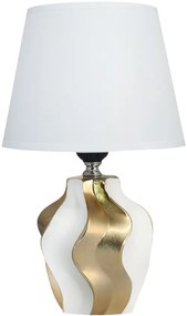 POWERTECH επιτραπέζιο φωτιστικό HLL-0135, E27 κεραμική βάση, λευκό/χρυσό