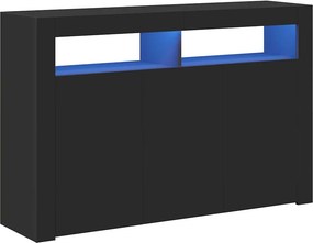 vidaXL Μπουφές με LED Μαύρος 115,5x30x75 εκ.
