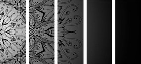Εικόνα 5 μερών Mandala σε ασπρόμαυρο - 200x100