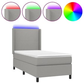 ΚΡΕΒΑΤΙ BOXSPRING ΜΕ ΣΤΡΩΜΑ &amp; LED ΑΝ.ΓΚΡΙ 80X200 ΕΚ. ΥΦΑΣΜΑΤΙΝΟ 3138109