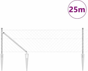 vidaXL Περίφραξη με Σπίθες 25 x 0,4 m Γαλβανισμένος Χάλυβας Ασημί