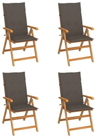 vidaXL Καρέκλες Κήπου 4 τεμ. από Μασίφ Ξύλο Teak με Taupe Μαξιλάρια