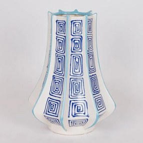 Βάζο Κεραμικό 819-00369 Φ23,5x33,5cm White-Blue Estheti Home Κεραμικό