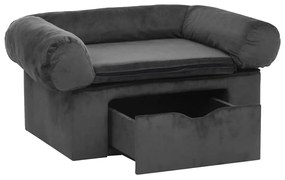 vidaXL Καναπές Σκύλου με Συρτάρι Σκούρο Γκρι 75 x 50 x 38 εκ. Βελουτέ