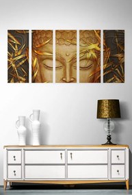 Λεπτομέρεια εικόνας 5 μερών Βούδας σε χρυσό σχέδιο - 200x100