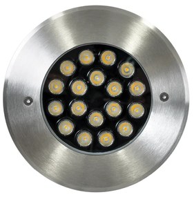 GloboStar UNDERGROUND-SINA 90572 Χωνευτό Φωτιστικό Σποτ Δαπέδου LED 18W 1710lm 15° DC 24V Αδιάβροχο IP68 Φ20 x Υ11cm Φυσικό Λευκό 4500K - Ανοξείδωτο Ατσάλι - 3 Χρόνια Εγγύηση