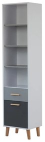 Ραφιέρα Timmy 2D1S Λευκό-Γραφίτη-Γκρι 46.8x36x199cm