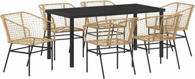 vidaXL Σέτ φαγητού για κήπο 7 pcs Καφέ συνθετικό ρατάν