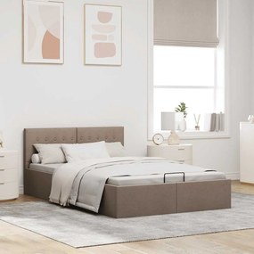 vidaXL Πλαίσιο Κρεβατιού με Αποθηκ. Χώρο Taupe 140x200 εκ. Υφασμάτινο