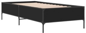 vidaXL Πλαίσιο Κρεβατιού Μαύρο 100x200 εκ. Επεξ. Ξύλο &amp; Μέταλλο