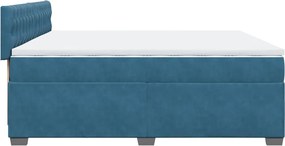 vidaXL Κρεβάτι Boxspring με Στρώμα Μπλε 200x200 εκ. Βελούδινο