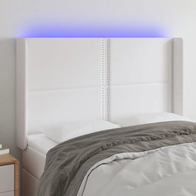 Κεφαλάρι Κρεβατιού LED Λευκό 147x16x118/128 εκ. Συνθετ. Δέρμα - Λευκό