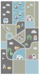 Παιδικό χαλί C7679.16 Γκρί-Γαλάζιο-Πράσινο με Κρόσια 120x180 εκ. 120x180x1 εκ.