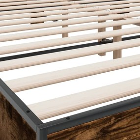 vidaXL Πλαίσιο Κρεβατιού Καπνιστή Δρυς 200x200εκ. Επεξ. Ξύλο &amp; Μέταλλο