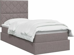 vidaXL LED Κρεβάτι αποθήκευσης με στρώμα Taupe 100 x 200 cm Ύφασμα