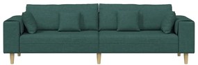 vidaXL Καναπές με μαξιλάρι Σκούρο Πράσινο 250 x 77 x 76 εκ. ύφασμα