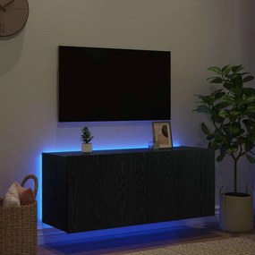 vidaXL Ντουλάπι Τηλεόρασης Τοίχου Μαύρη Οξυά Επεξεργασμένο Ξύλο