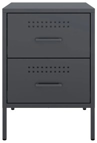 vidaXL Κομοδίνα 2 τεμ. Ανθρακί 36x39x50,5 εκ. από Χάλυβα