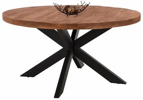 Τραπέζι Levinho HM8485.11 Από Μασίφ Ξύλο Mango D150x78cm Natural Μέταλλο,Ξύλο