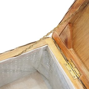 vidaXL Κουτί Αποθήκευσης 110 εκ. Φυσικό Ρατάν Kubu & Μασίφ Μαόνι